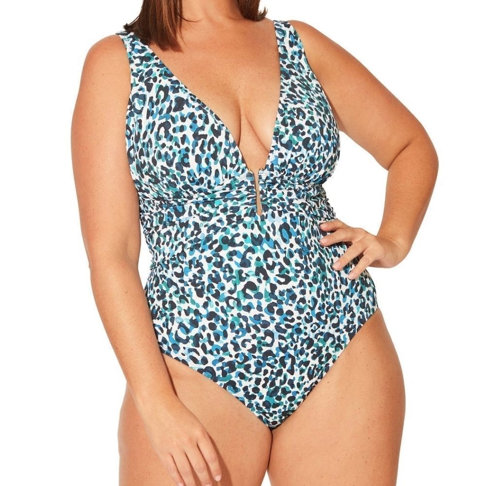 🆕️2025 ARRIVAL Bleu Rod Beattie Women's Blue leopard print Plunging Swimsuit 10 - Picture 6 of 16